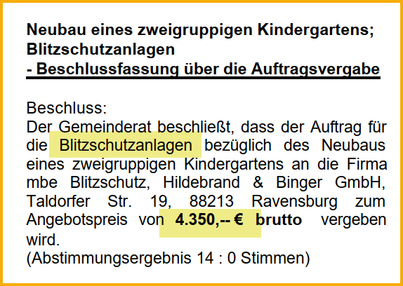 2003-12-forstern-amtsblatt-kindergarten-blitzschutzanlagen Ausriss aus dem Forsterner Amtsblatt vom Dezember 2003. Thema: Neuer Kindergarten, Blitzschutzanlagen.