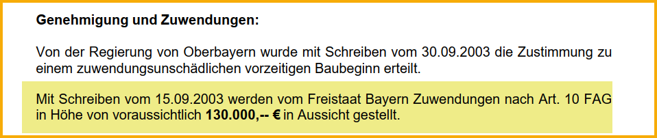 Ausriss aus dem Forsterner Amtsblatt vom Dezember 2003. Thema: Neuer Kindergarten, Genehmigung und Zuwendungen.