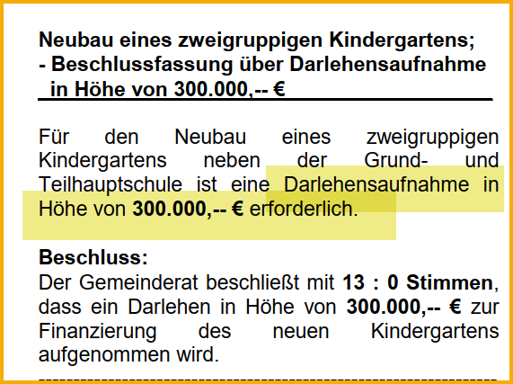 Ausschnitt aus dem Forsterner Mitteilungsblatt vom August 2004. Thema: Neubau Kindergarten.