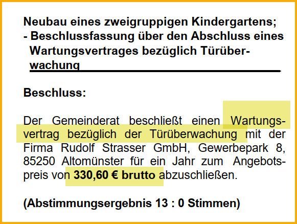 Ausschnitt aus dem Forsterner Mitteilungsblatt vom Februar 2005.Thema: Neubau eines Kindergartens.