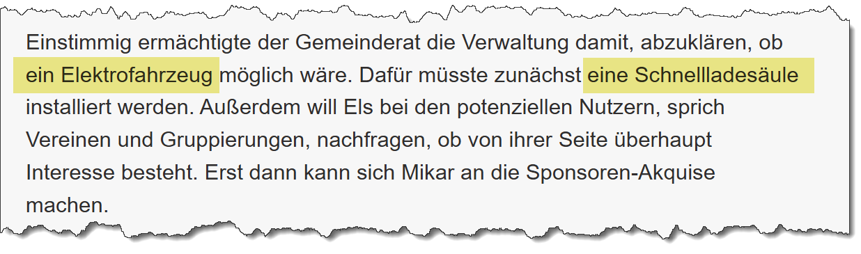 Ausriss aus dem Merkur vom 25.01.2018 zum Thema Carsharing in Forstern