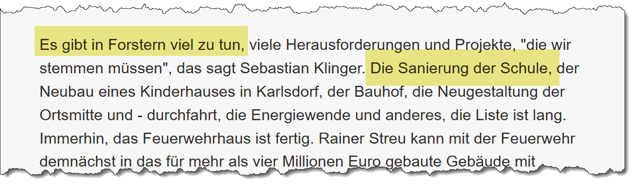 Ausriss aus der Süddeutschen Zeitung vom 28.02.2020. THema: Sanierung der Schule.