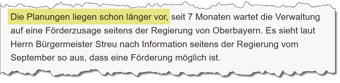 Ausschnitt aus dem Sitzungsprotokoll der SPD zur Gemeinderatssitzung am 08.11.2022. Thema: Umbau Villa Kunterbunt