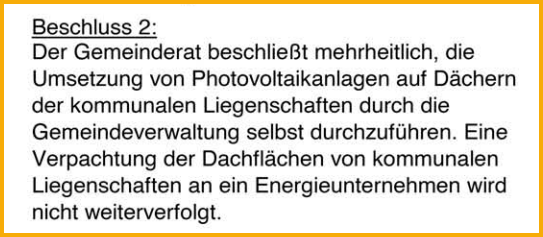 Ausschnitt aus dem Mitteilungsblatt vom 11.06.2024 zum Thema: PV-Anlagen