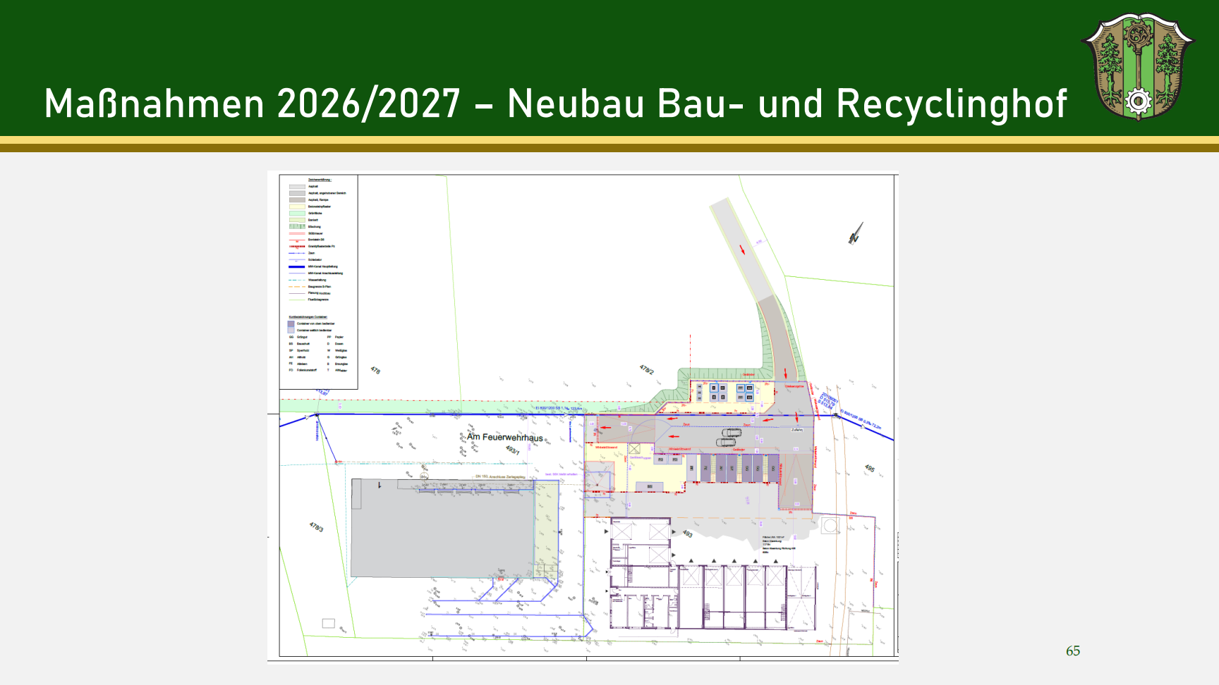 Folie von der Bürgerversammlung 2025. Thema: Geplante Maßnahmen Recyclinghof
