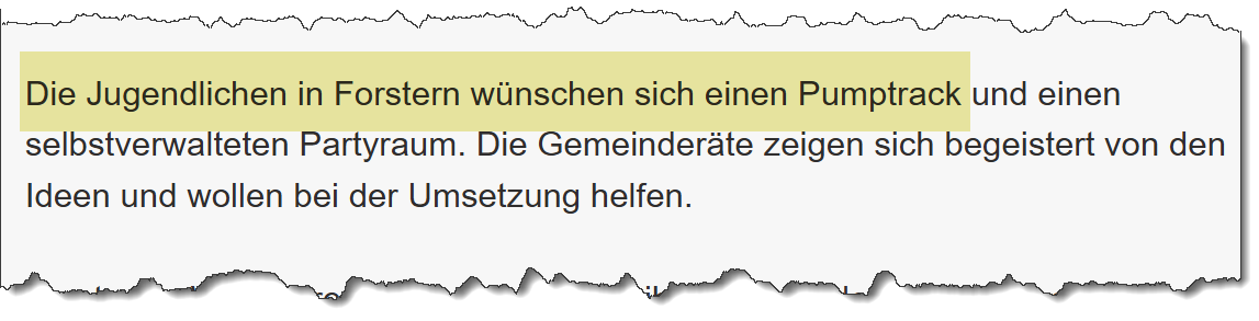 Ausriss aus dem Merkur vom 02.04.2026. Thema: Neuanlage eines Pumptracks.