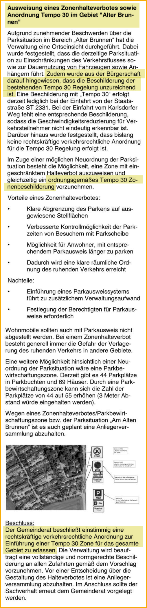 2026-05-01-forstern-mitteilungsblatt-alter-brunnen-tempo-30 Ausschnitt aus dem Forsterner Mitteilungsblatt vom Mai 2026. Thema: Tempo-30 Zone im Bereich Alter Brunnen.