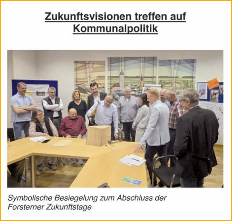 Ausschnitt aus den Forsterner Nachrichten vom Mai 2026: Symbolischer Abschluss der Forsterner Zukunftstage.