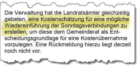 Ausriss aus dem Forsterner Mitteilungsblatt vom September 2026. Thema: Verbesserung des ÖPNV.