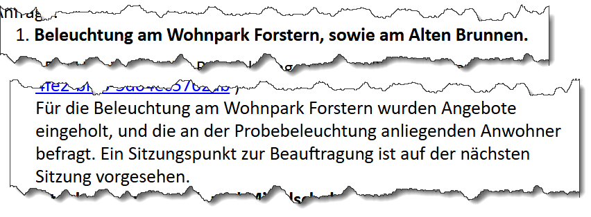 Auszug aus einer E-Mail der Gemeindeverwaltung Forstern vom 02.09.2026. Thema: Umrüstung der Straßenbeleuchtung auf LED.