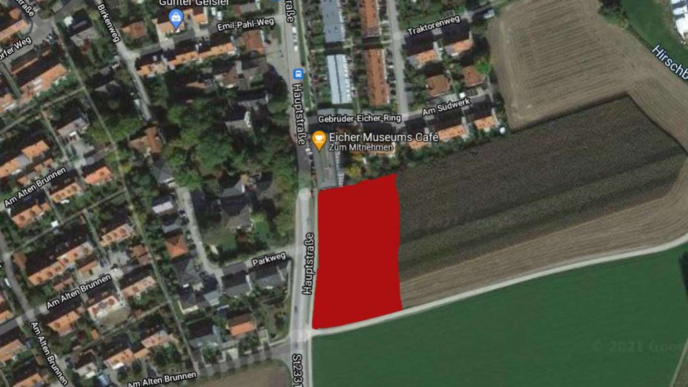 Landkarte mit eingezeichnetem Bereich für ein geplantes Pflegezentrum in Forstern