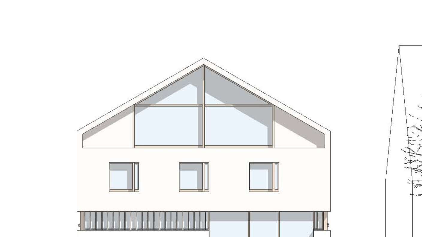 Skizze der Seitenfassade eines Hauses