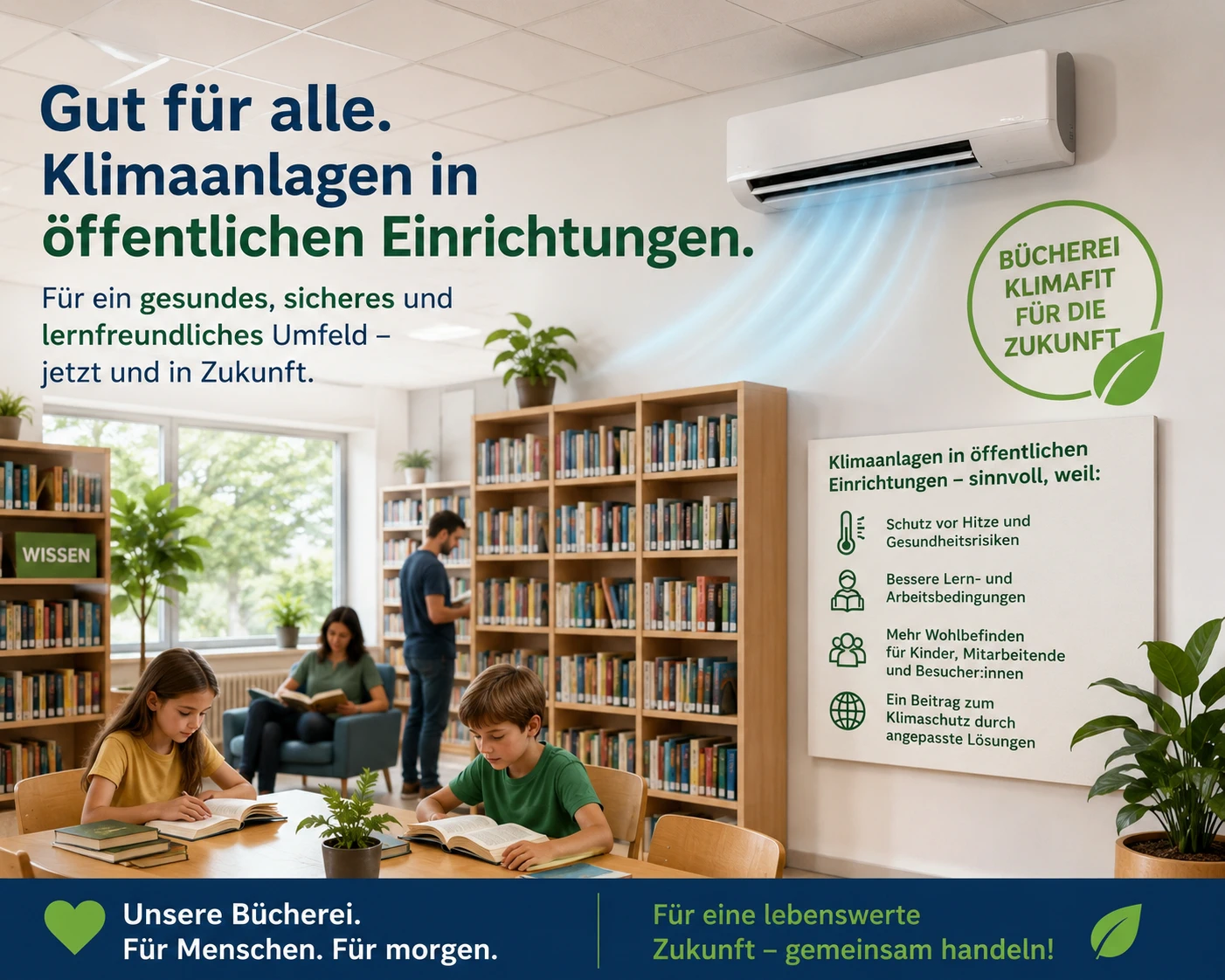 Klimaanlagen in gemeindlichen Einrichtungen Photovoltaik-Module auf einem Dach