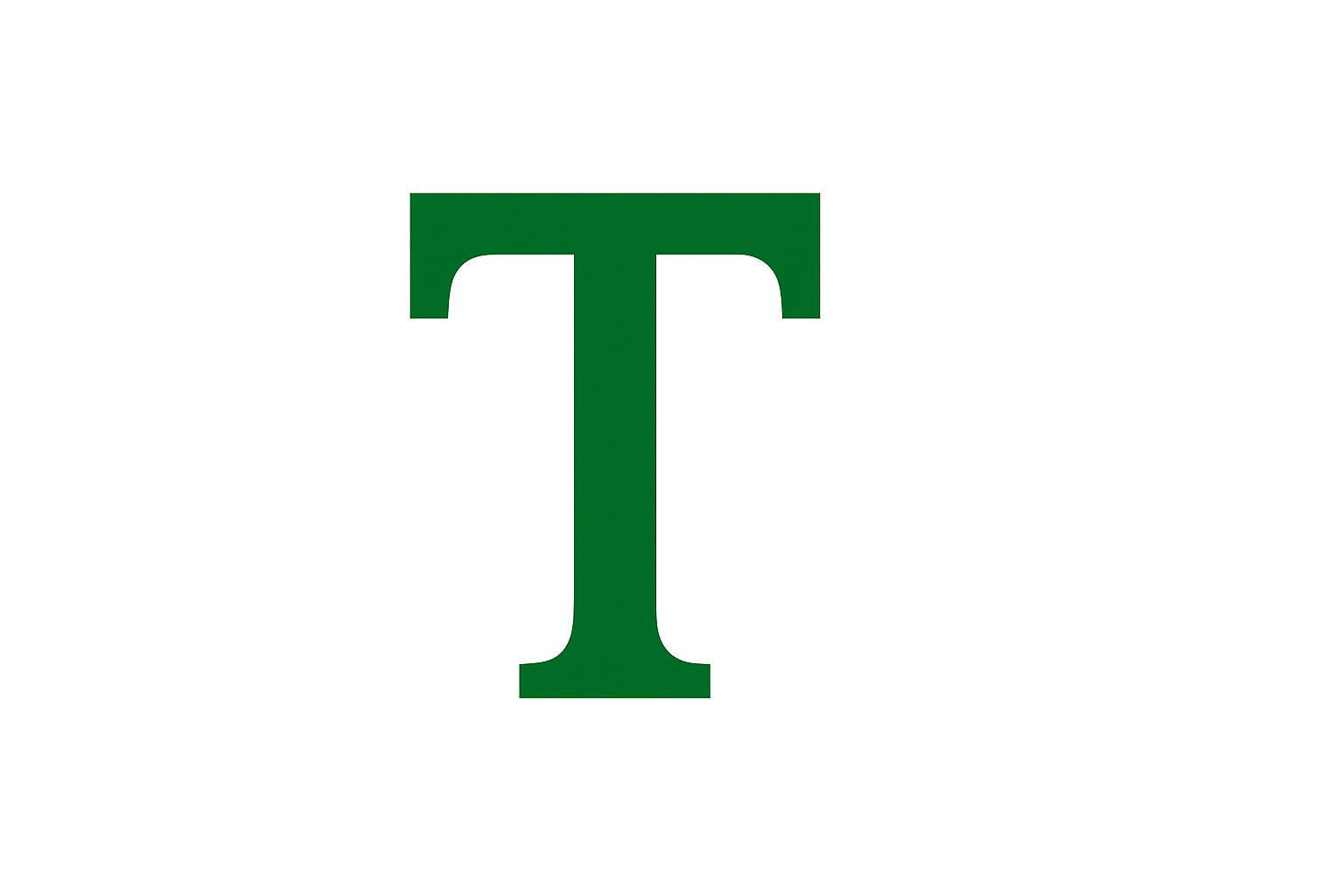 Der Buchstabe T in Grün