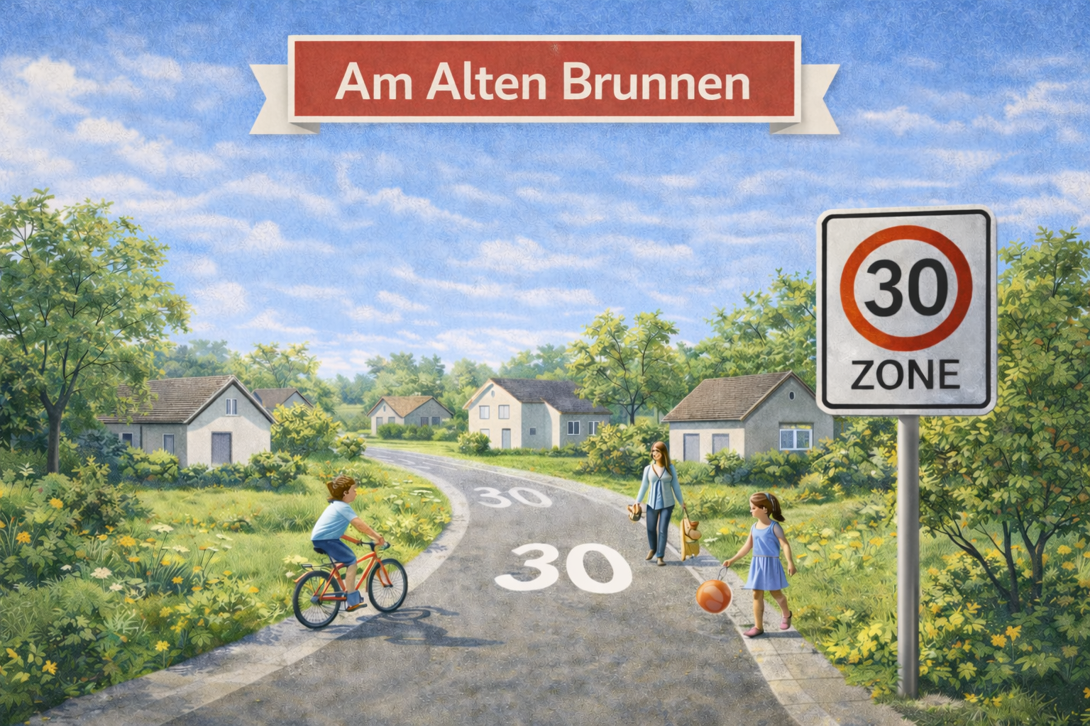 Grafische Visualisierung für: Tempo-30 Zone im Wohngebiet "Am Alten Brunnen" in Forstern.